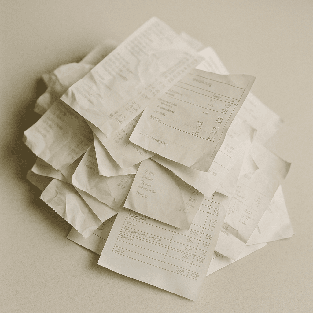 Zerknüllte Restaurant-Belege