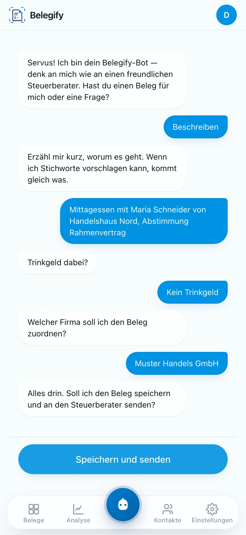 Belegify-Bot: Beleg per Foto oder Sprachnachricht schicken